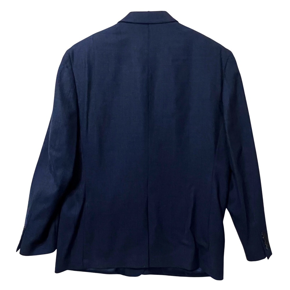 Ralph Lauren Men's 46R‎ Navy Wool Windowpane Blazer – 2-Button Classic Fit - Picture 2 of 11